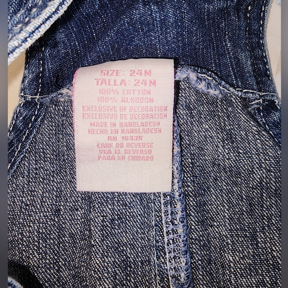 Vintage Jeans Wear Co Denim Overalls with Pink Floral Embroidery - Picture 3 of 4